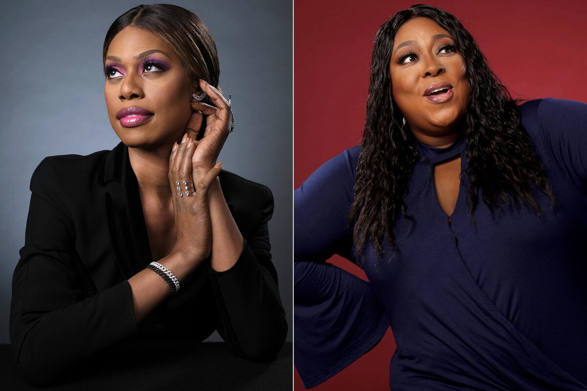 Laverne Cox in 2019 and Loni Love in 2017.