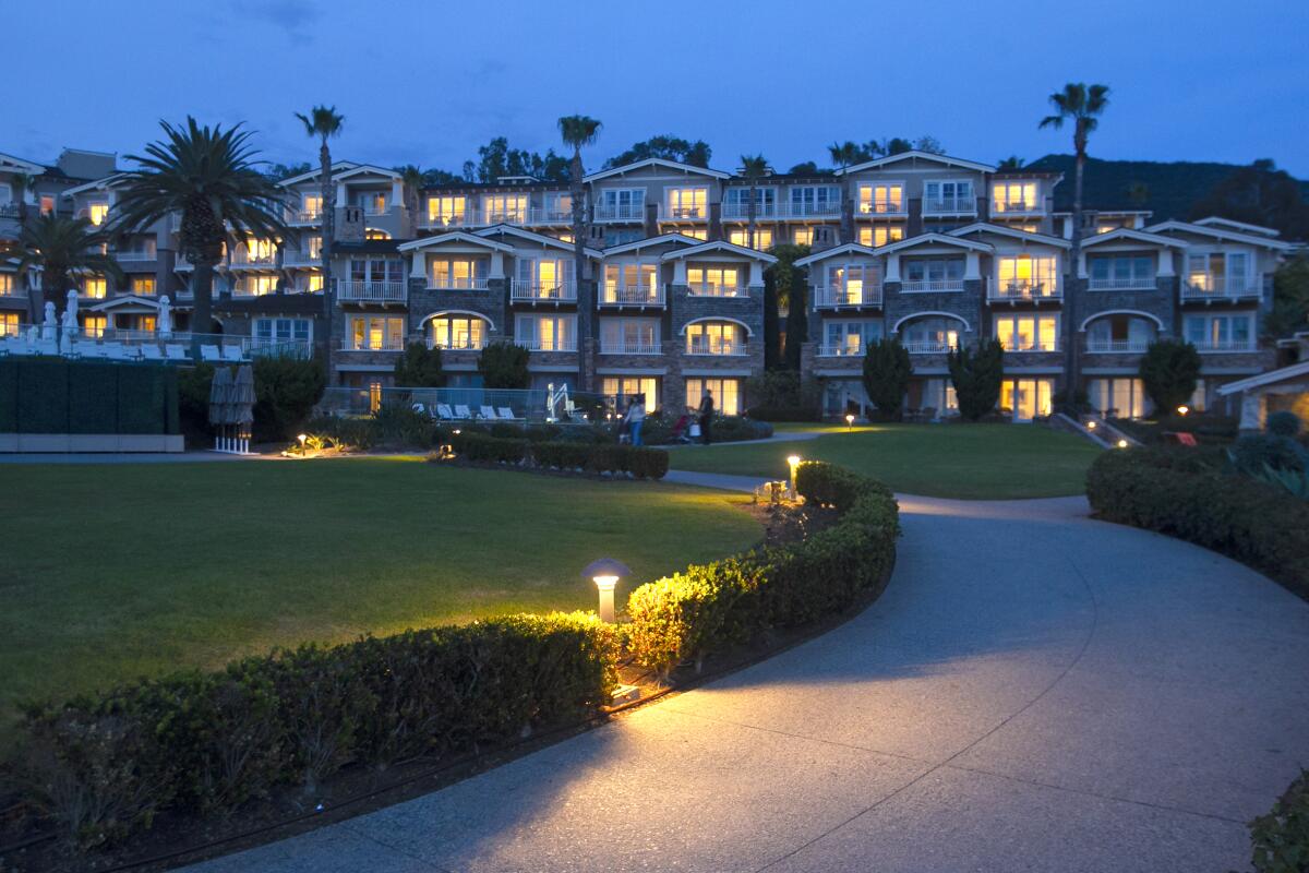 The Montage Laguna Beach at twilight. 