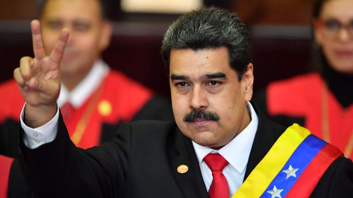 Nicolas Maduro  after being sworn in for his second term as  president of Venezuela on Jan. 10, 2019.