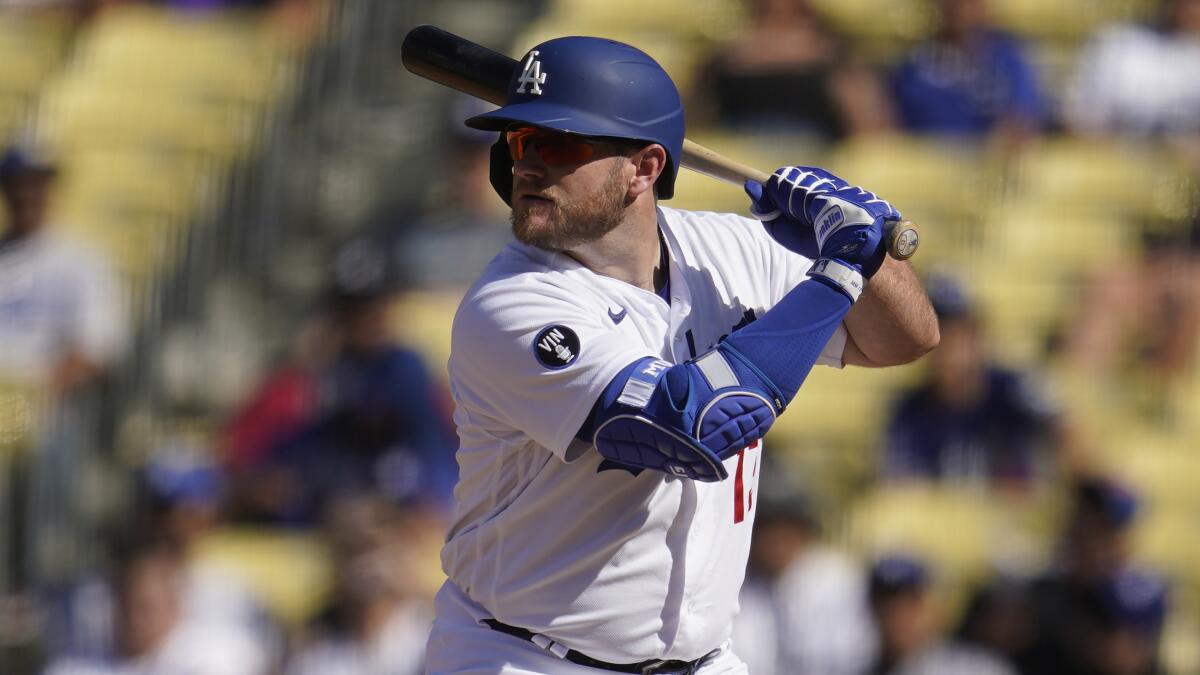 Max Muncy bats against the Miami Marlins on Aug. 21.