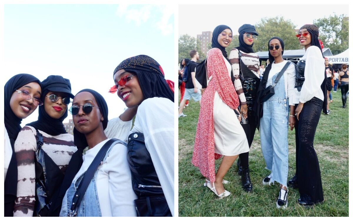 From left to right, Rahma Ali, Koran Ali, Kawser Mohamed and Laila Farah at Afropunk in Brooklyn, N.Y.