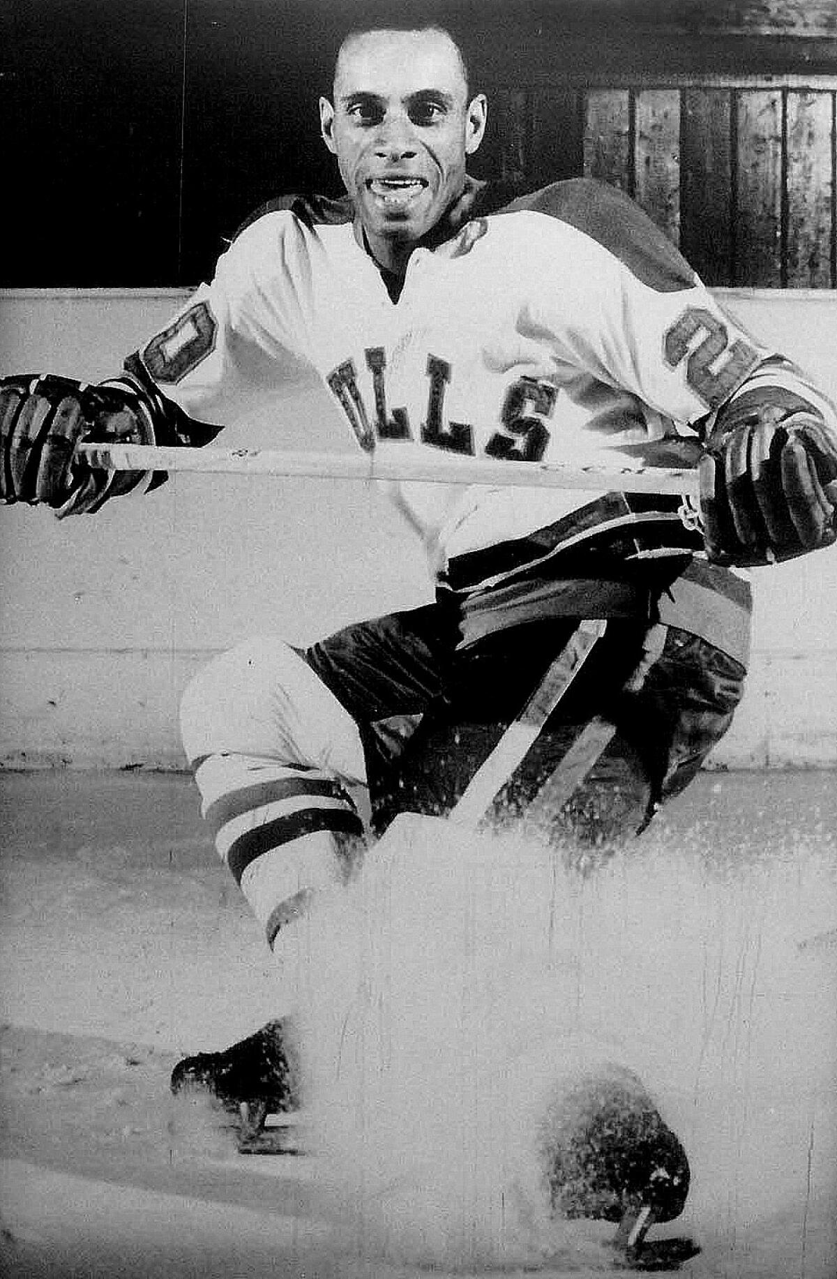 Willie O’Ree, pictured in 1967 with the San Diego Gulls, is considered the Jackie Robinson of pro hockey.