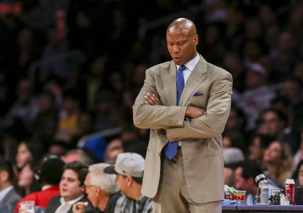 Lakers Coach Byron Scott in the second half of a game against the Orlando Magic on Mar. 8.
