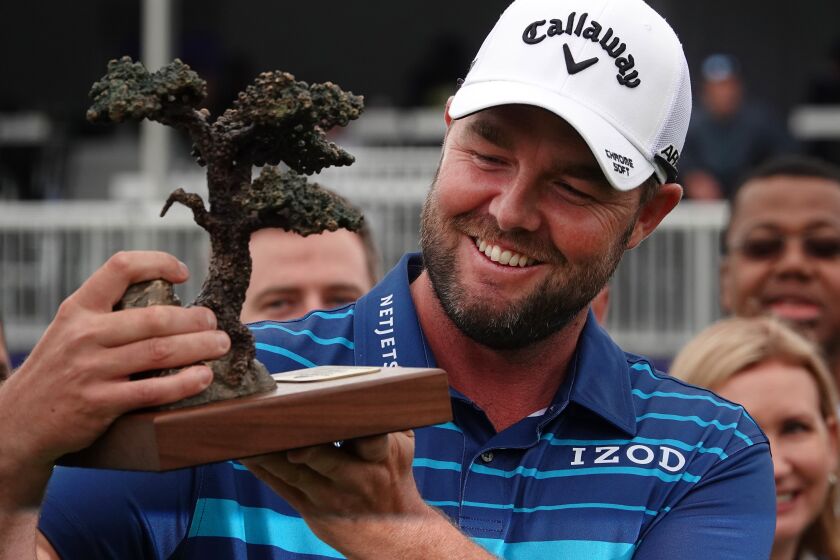 Marc Leishman won the Farmers Insurance Open at the Torrey Pines Golf Course on Jan. 26, 2020.