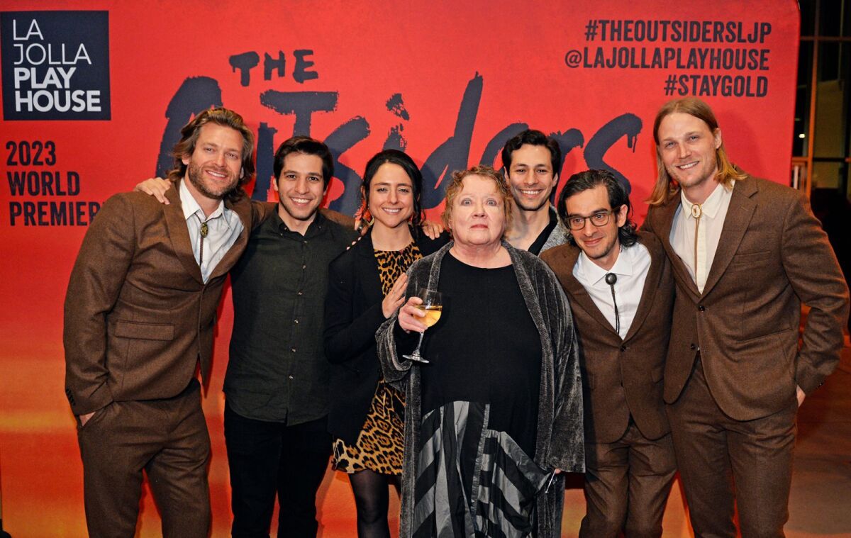 S.E. Hinton with the creative team of "The Outsiders" musical.