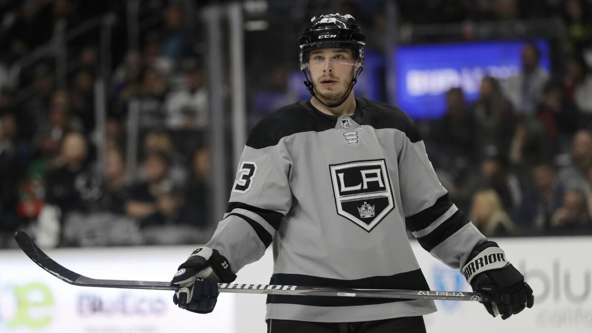 Kings right wing Dustin Brown looks on during a game on March 16, 2019.
