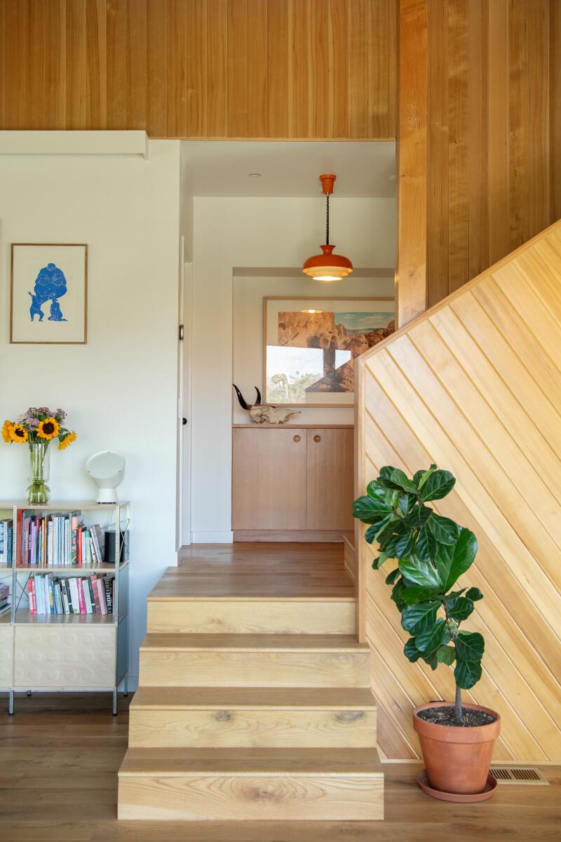 A white oak staircase
