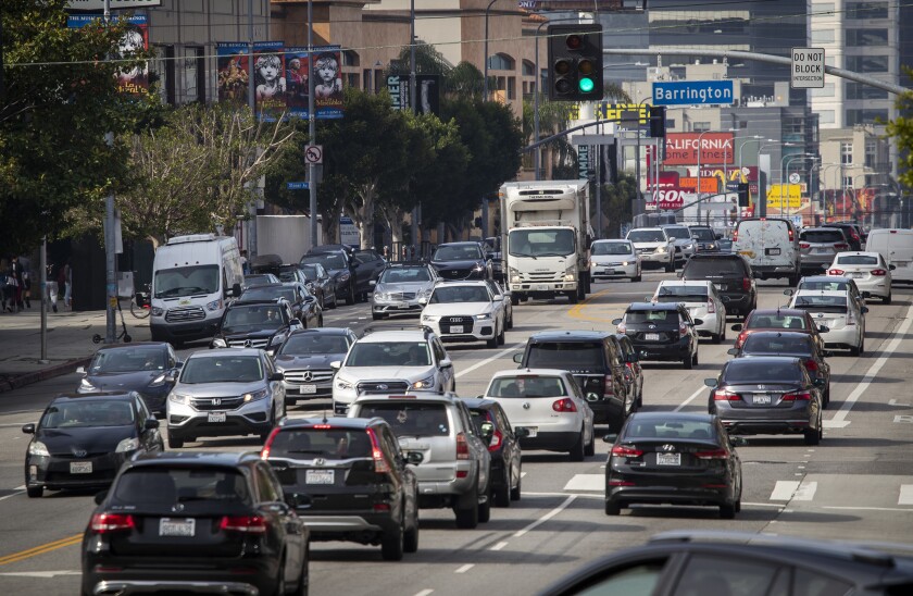A study released Thursday found that charging drivers $4 to enter a 4.3-square-mile area of the Westside, including part of the Wilshire corridor, could reduce traffic delays by 24% during peak periods.