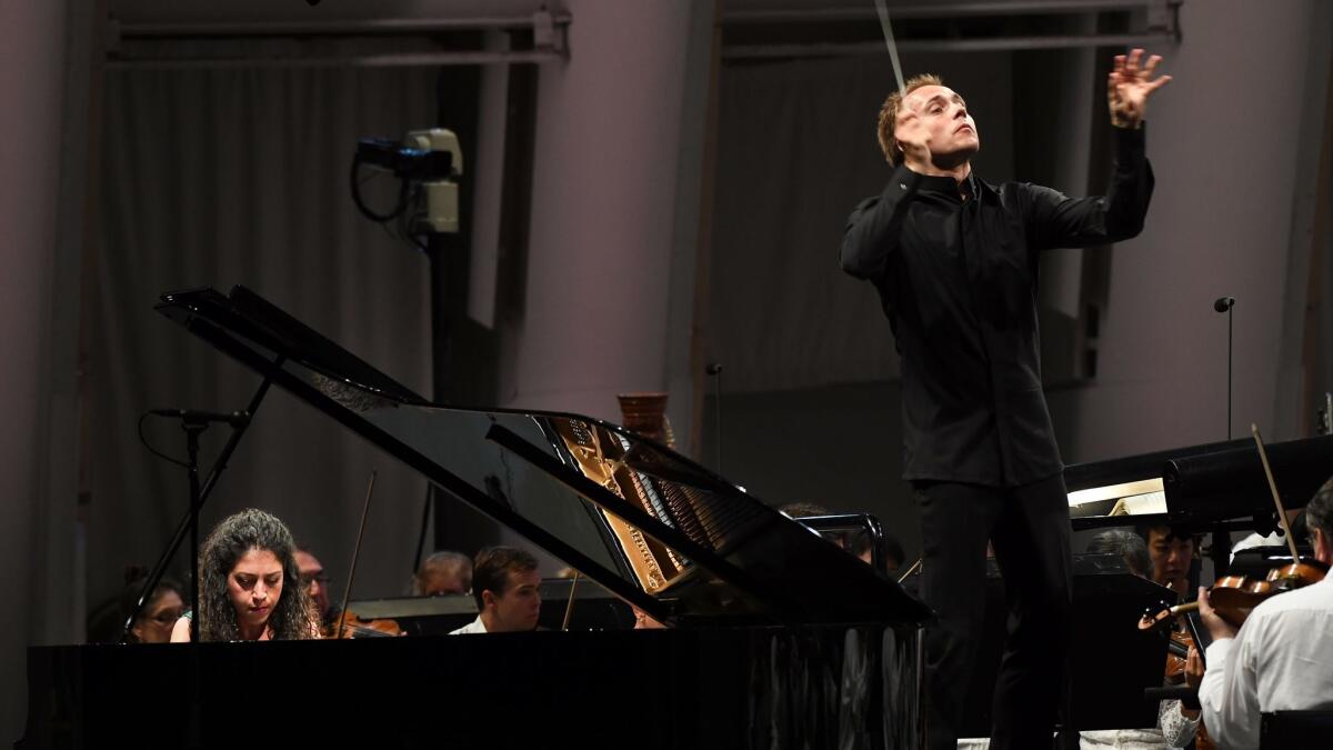 Conductor Vasily Petrenko and pianist Beatrice Rana appear at the Hollywood Bowl.