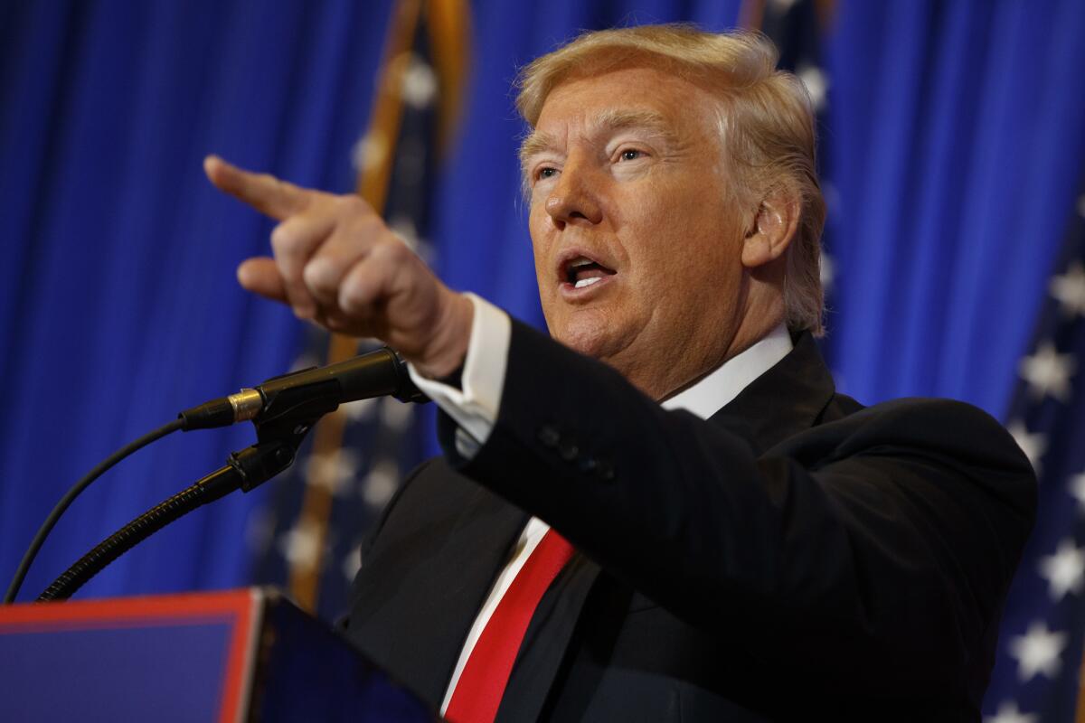 President-elect Donald Trump at a news conference in New York.