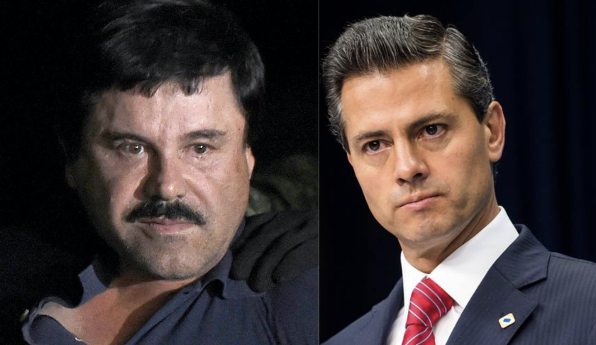 El juicio de 'El Chapo' Guzmán (i) alcanza al ex presidente mexicano Enrique Peña Nieto.