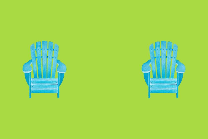 An illustration of socially distanced lawn chairs.