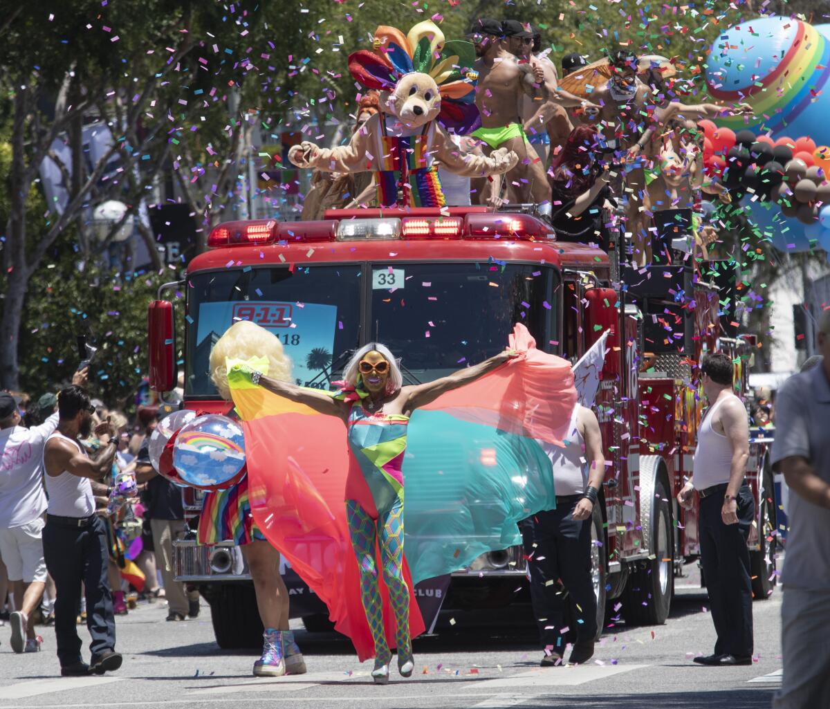 A float with confetti during a parade