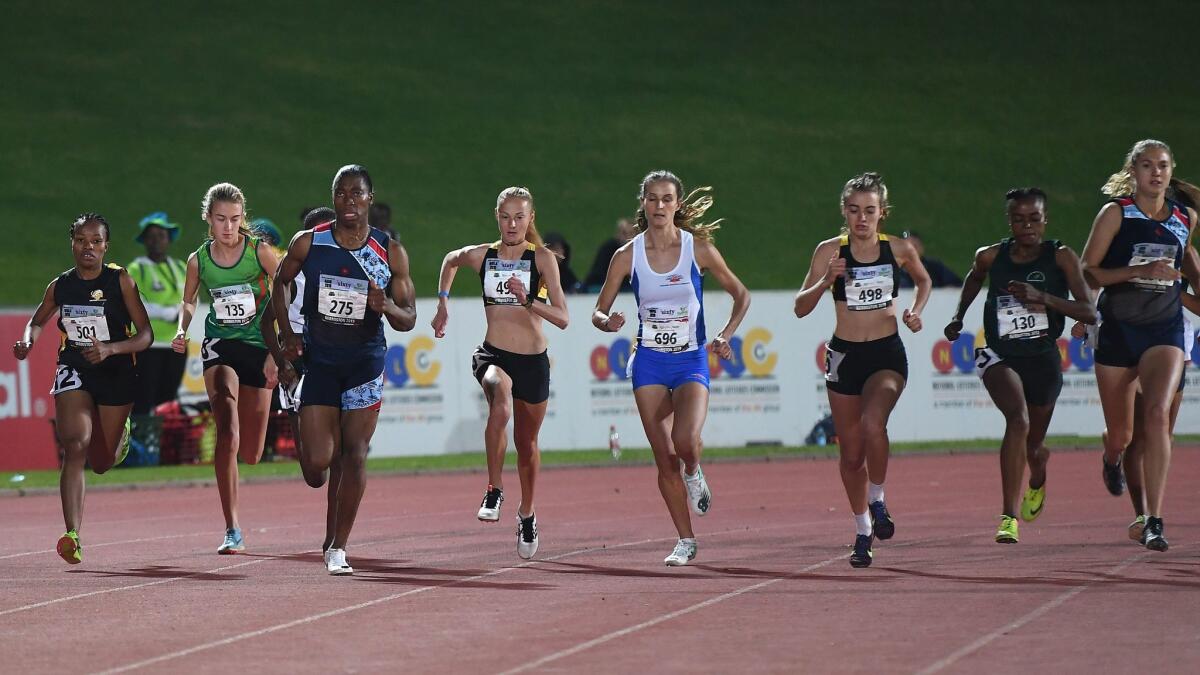 Caster Semenya runs the 1.500m senior women final at the ASA Senior Championships in Germiston, South Africa on April 26.