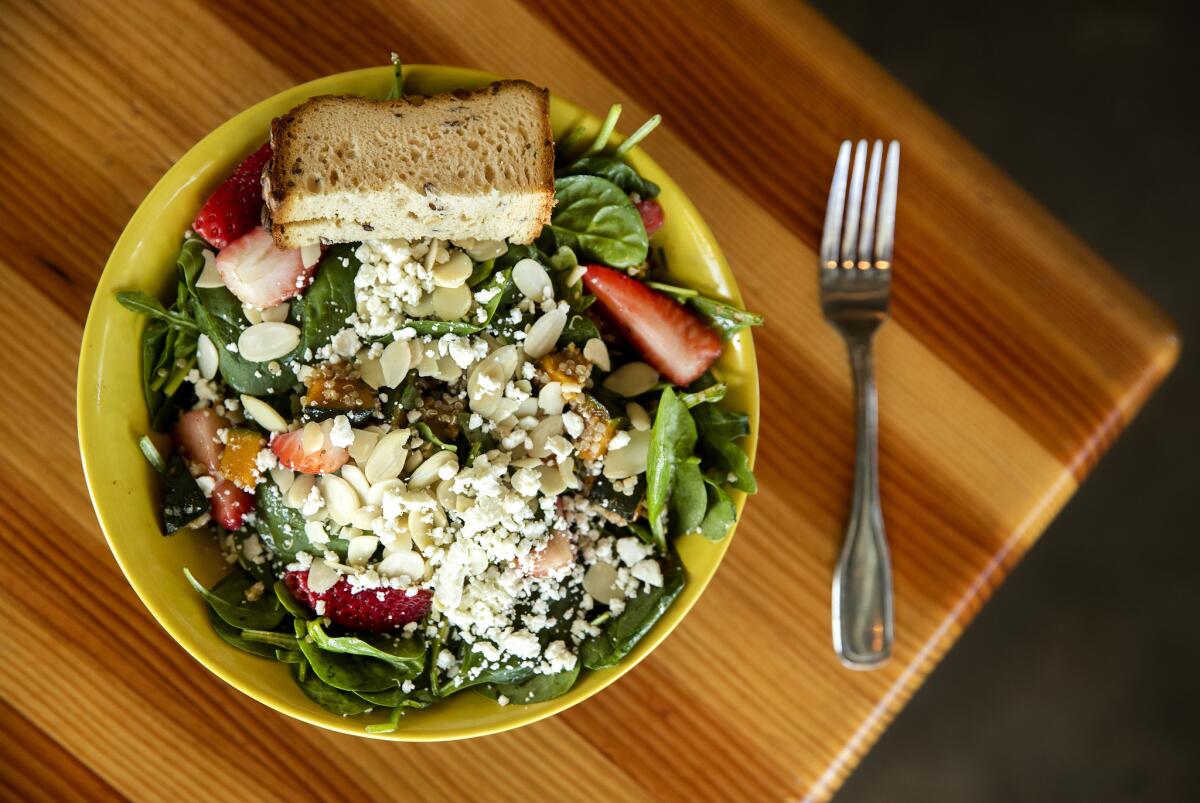 The roasted kabocha Squash and strawberry salad at Fork & Salad.