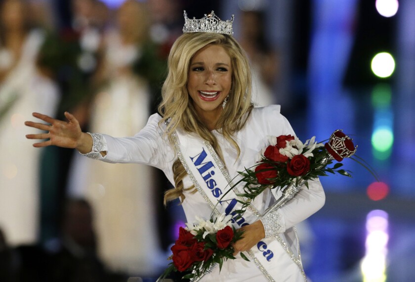 Miss New York Kira Kazantsev walks the runway after she was named Miss America 2015 during the Miss America 2015 pageant on Sunday in Atlantic City, N.J.
