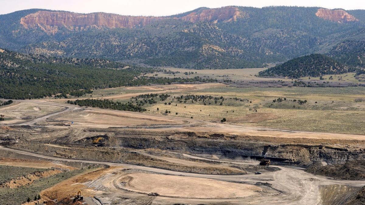 An aerial view of the Coal Hollow Mine near Alton, Utah on May 2, 2012. The coal strip mine is on private land about 10 miles from Bryce Canyon National Park. The U.S. Bureau of Land Management has tentatively approved leasing public range land to Alton Coal Development LLC.