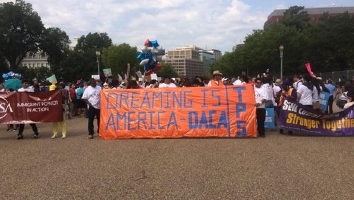 Protesters rally outside White House against President Trump's decision to end the DACA program.