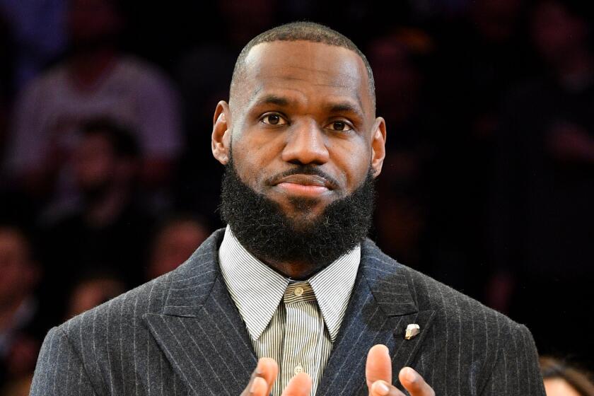 LeBron James attends a ceremony honoring his historic achievement of becoming NBA's all-time leading scorer