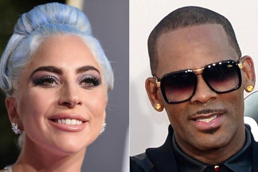 (COMBO) This combination of file pictures created on January 10, 2019 shows singer Lady Gaga (L) at the 76th annual Golden Globe Awards on January 6, 2019, in Beverly Hills and singer R. Kelly at the 2013 American Music Awards on November 24, 2013, in Los Angeles. - Pop diva Lady Gaga apologized on January 10, 2019, for a musical collaboration with R&B star R. Kelly, who has been accused of sexual misconduct with minors, and plans to pull the song from circulation. "I'm sorry, both for my poor judgment when I was young, and for not speaking out sooner," she wrote in a message posted on Twitter. "I intend to remove this song off of iTunes and other streaming platforms and will not be working with him again," Lady Gaga wrote. (Photos by VALERIE MACON and Frederic J. BROWN / AFP)VALERIE MACON,FREDERIC J. BROWN/AFP/Getty Images ** OUTS - ELSENT, FPG, CM - OUTS * NM, PH, VA if sourced by CT, LA or MoD **
