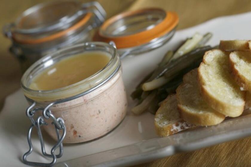 Rillettes, made with trout and smoked salmon and served with baked crostini, are great starters.