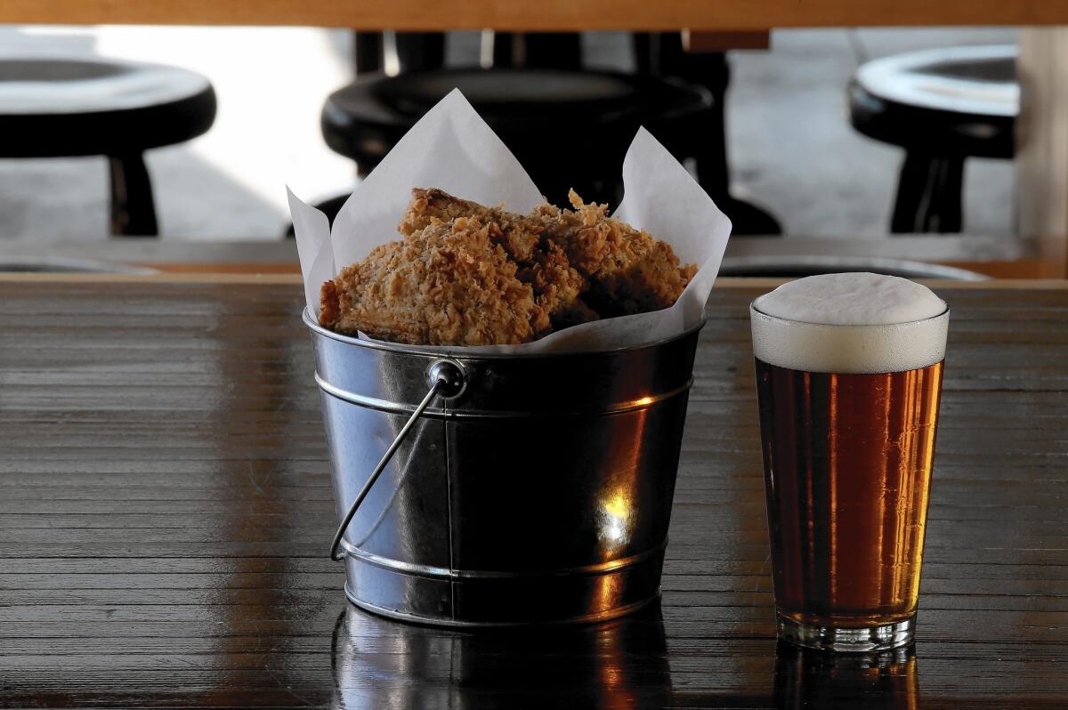 Fried chicken and beer as served at Eagle Rock Brewery Public House.