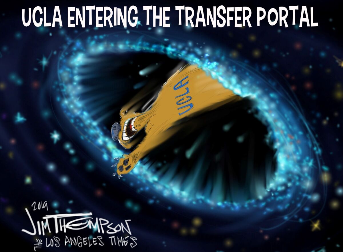 UCLA transfter portal cartoon for Oct. 19, 2019 edition.