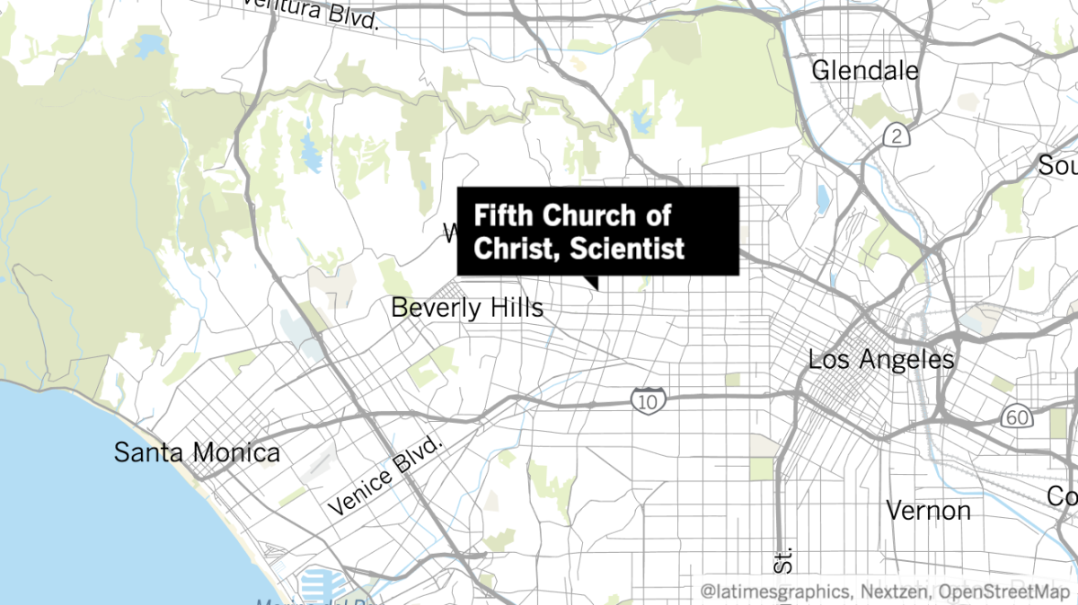 A map showing the location of Fifth Church of Christ, Scientist