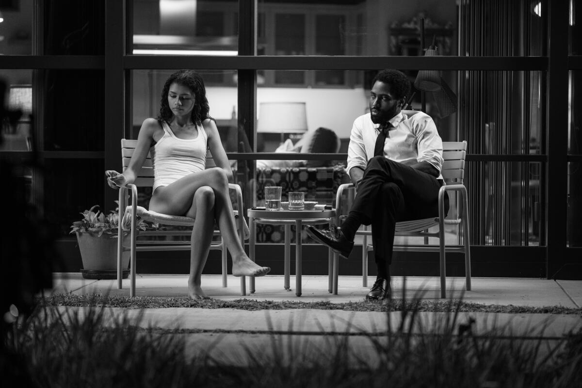 Zendaya and John David Washington in Sam Levinson's film "Malcolm & Marie."