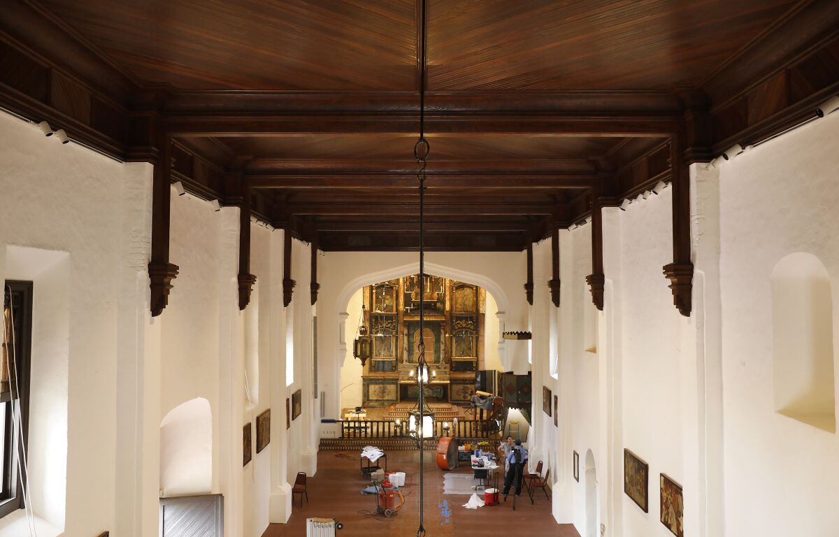 The San Gabriel Mission is nearly completely rebuilt after fire.
