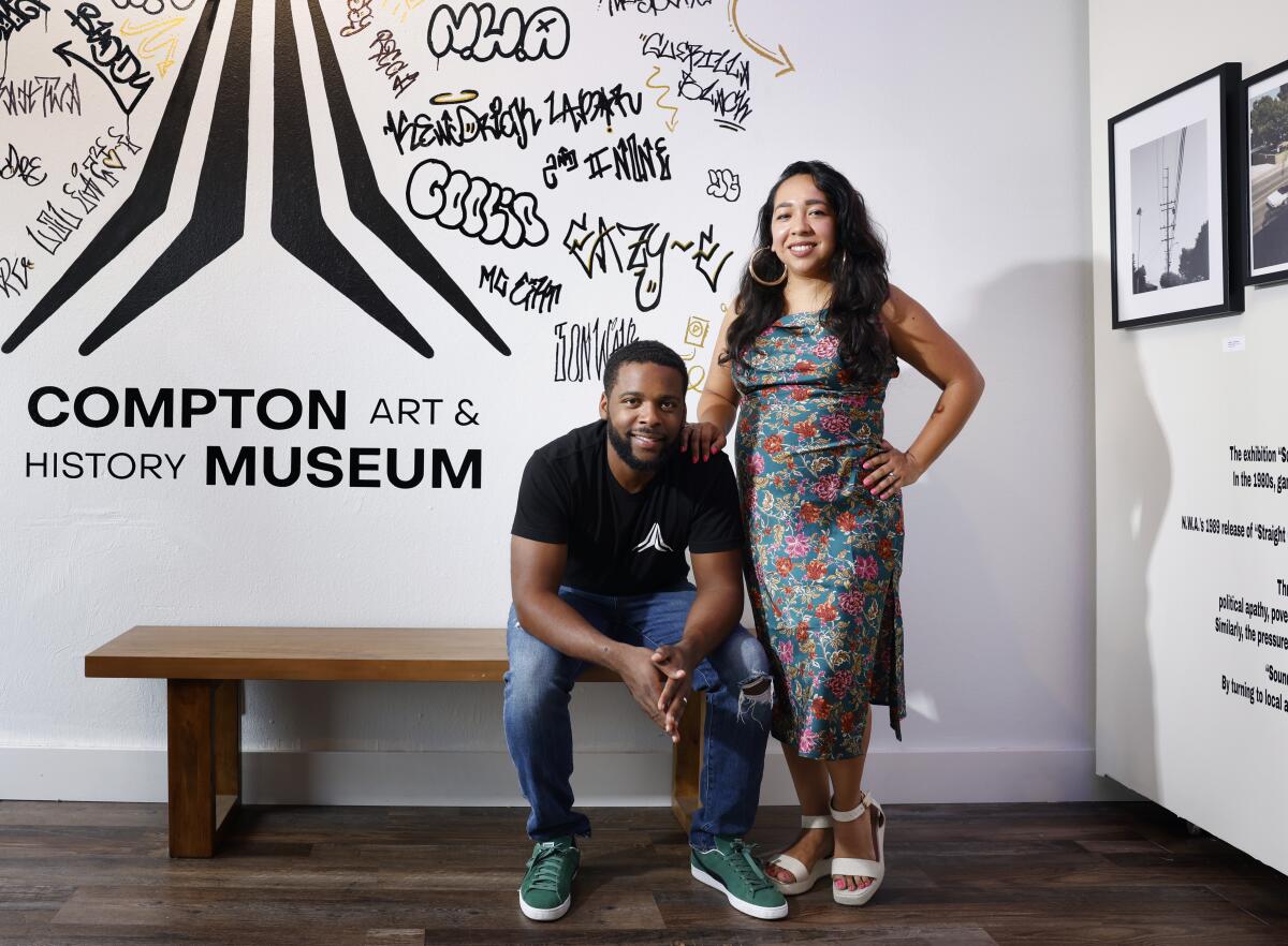 Marquell Byrd, left, and Abigail Lopez-Byrd, founders of Compton Art & History Museum.