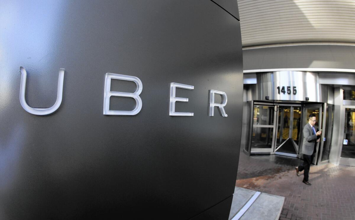 Uber will announce an initiative that could help clear the path for convicted felons whose crimes are reduced to misdemeanors to drive for the ride-hailing platform. Above, the company's headquarters in San Francisco.