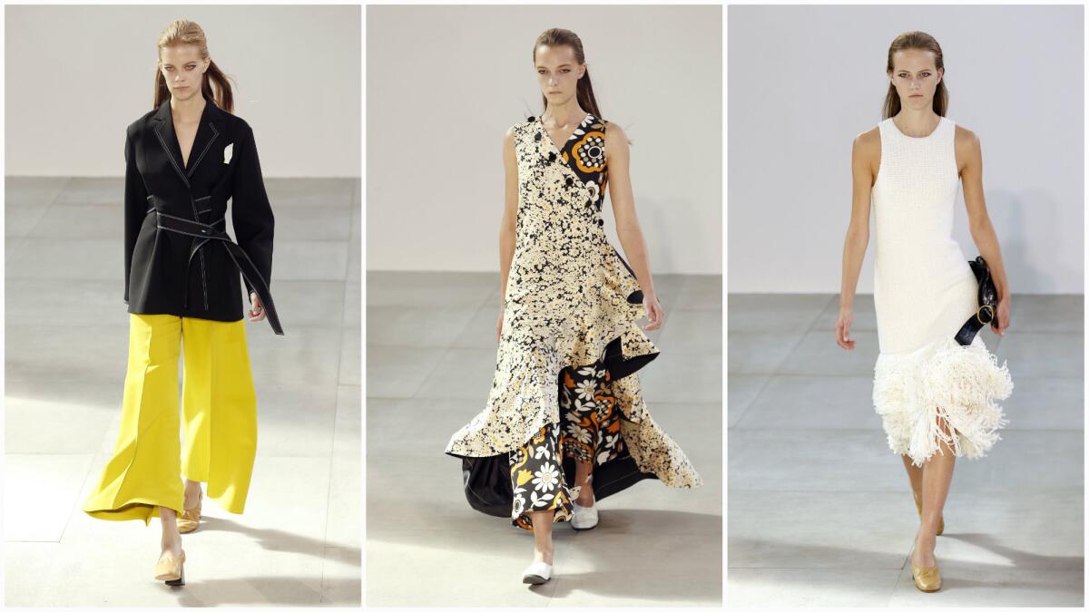 Looks from the Celine spring and summer 2015 women's runway collection presented during Paris Fashion Week.