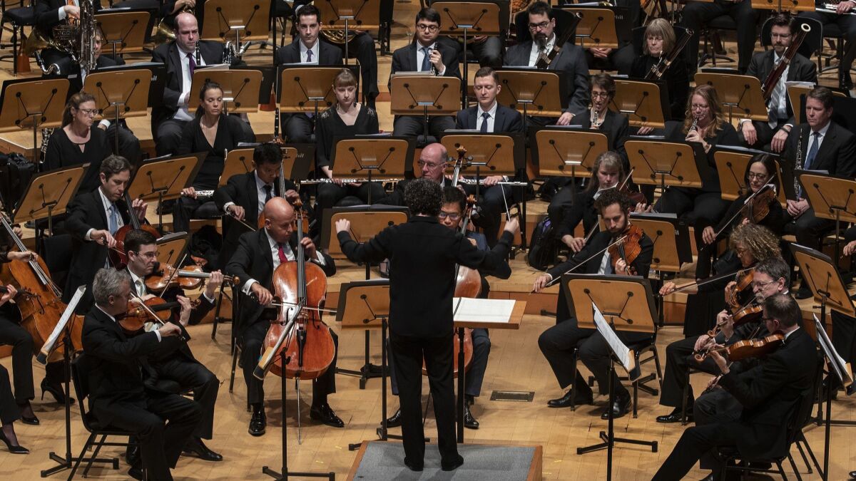 Gustavo Dudamel conducts the world premiere of Esa-Pekka Salonen's "Pollux" at Walt Disney Concert Hall on Friday.