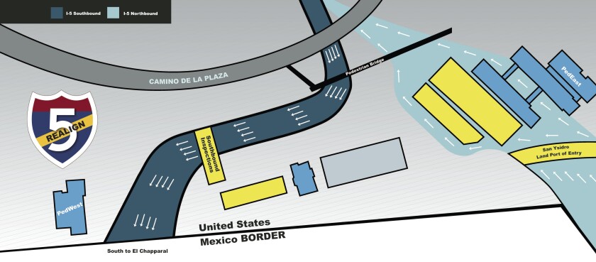 Map of the new exit to Tijuana
