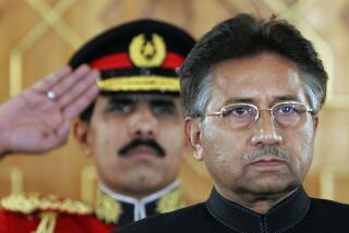 FILE - Pakistan's President Pervez Musharraf listens to the national anthem before being sworn in as the country's civilian president at President House in Islamabad, Pakistan on Nov. 29, 2007. An official said Sunday, Feb. 5, 2023, Gen. Pervez Musharraf, Pakistan military ruler who backed US war in Afghanistan after 9/11, has died. (AP Photo/B.K.Bangash, File)