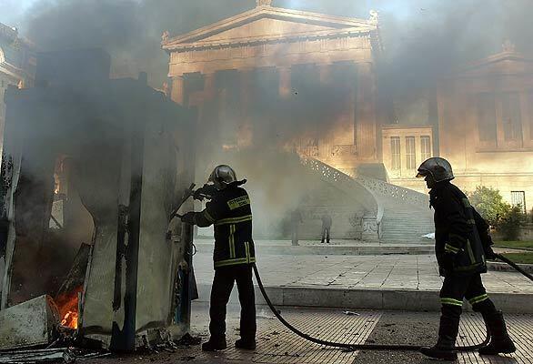 Rioting in Greece - Firemen