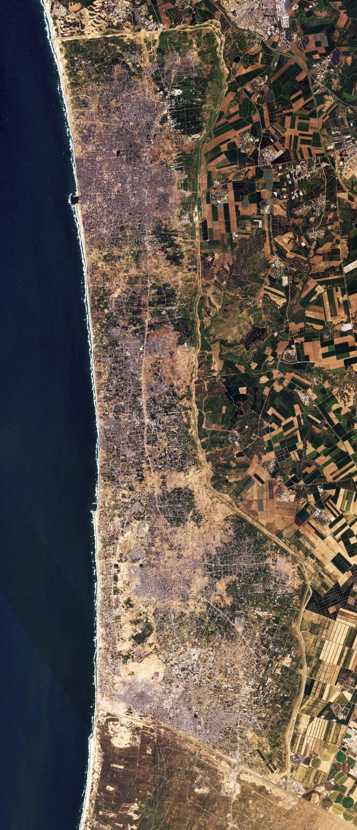 A satellite photo shows the Gaza Strip on Tuesday.