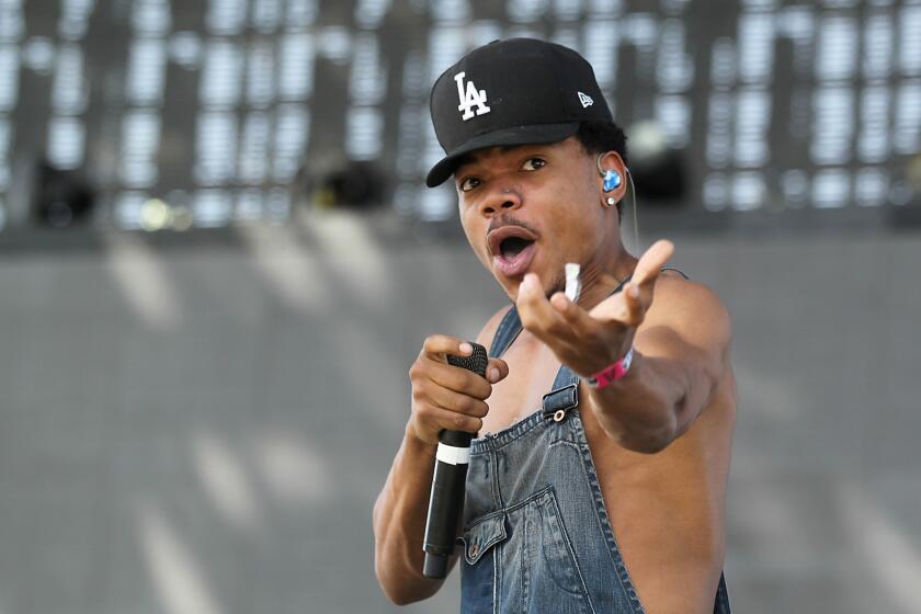 Chance the Rapper performs on the third and last day of the Coachella Valley Music and Arts Festival in Indio.
