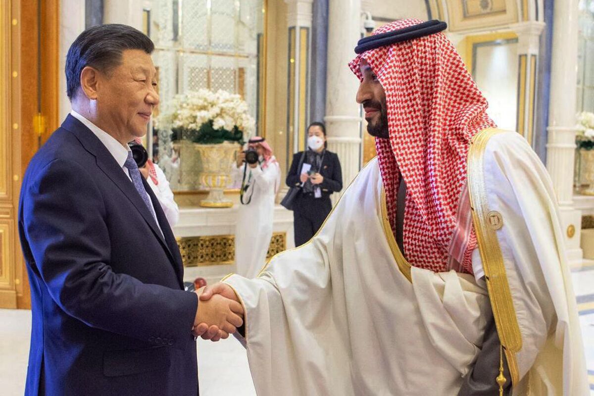 In this photo made available by Saudi Press Agency, SPA, Saudi Crown Prince and Prime Minister Mohammed bin Salman, right, greets Chinese President Xi Jinping, during the Gulf Cooperation Council (GCC) Summit, in Riyadh, Saudi Arabia, Friday, Dec. 9, 2022. Gulf Arab leaders and others in the Mideast met Friday in Saudi Arabia as part of a state visit by Chinese leader Xi Jinping, seeking to firm up their relations with Beijing as decades of U.S. attention on the region wanes. (Saudi Press Agency via AP)