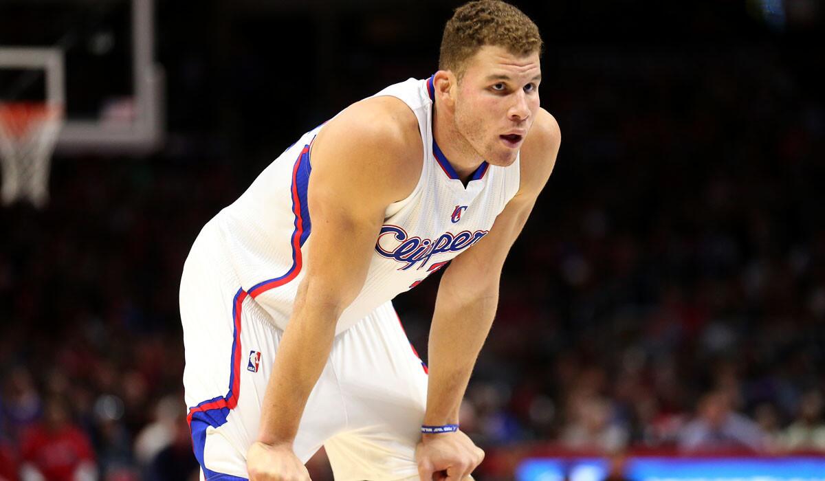 Clippers power forward Blake Griffin catches his breath during a break in play against the Knicks on New Year's Eve.