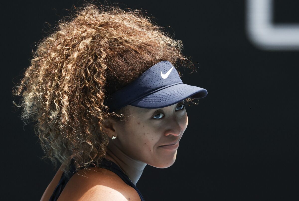 Naomi Osaka reacts after defeating Hsieh Su-wei in their quarterfinal match at the Australian Open.