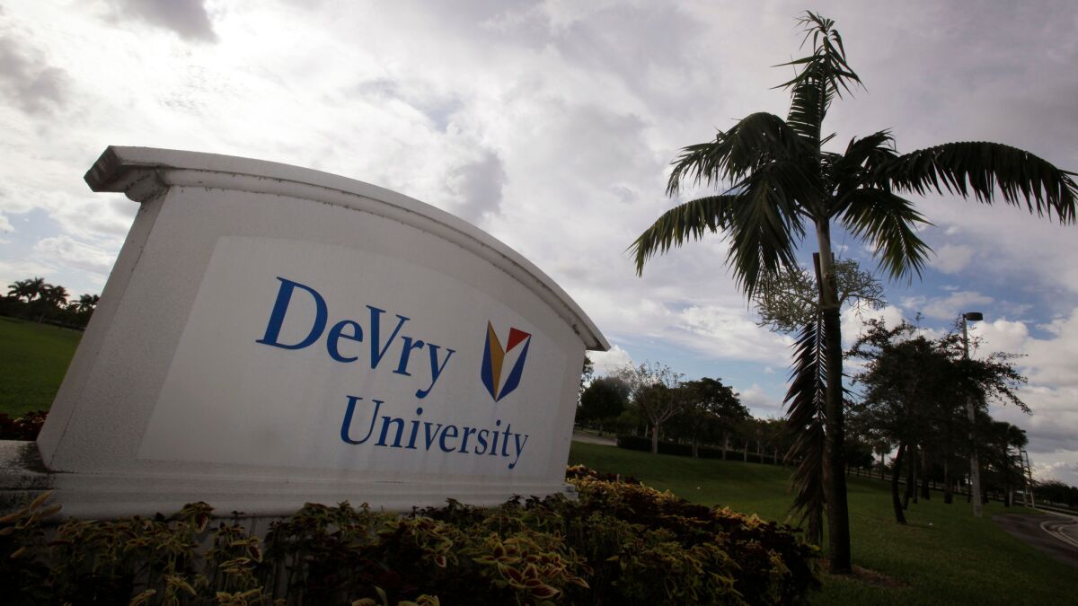 DeVry University -- a Florida campus is seen above -- reported a 23% drop in enrollment this year.