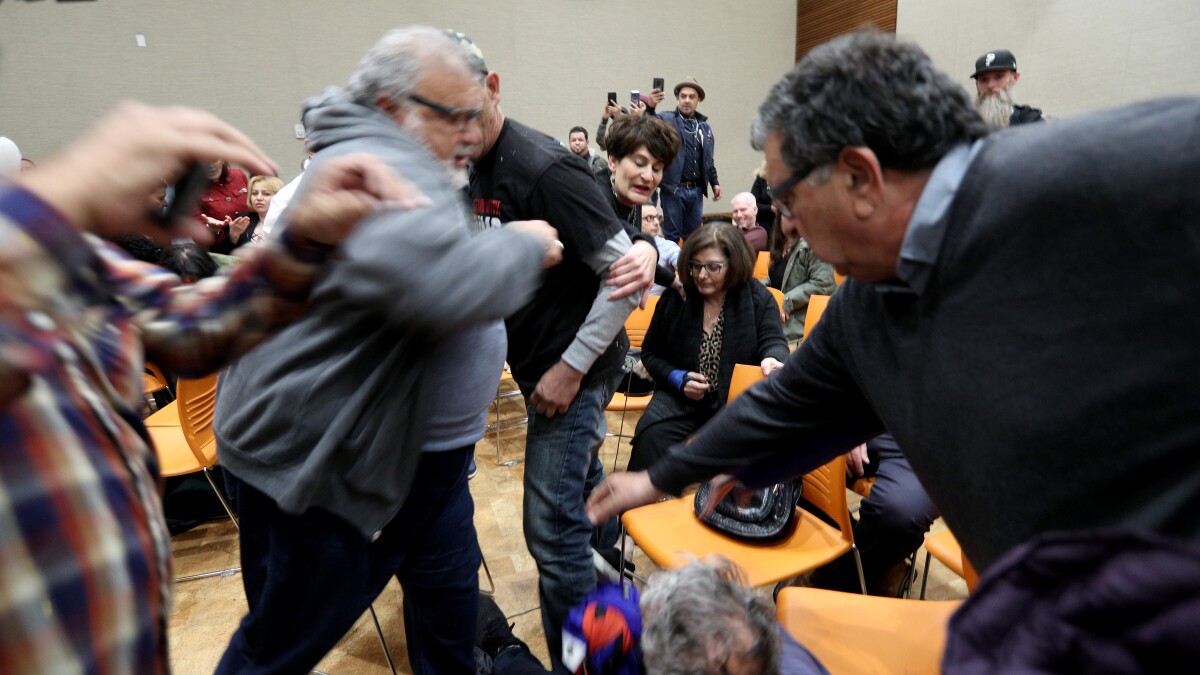 Scuffles break out in Glendale as Rep. Adam Schiff speaks at town hall