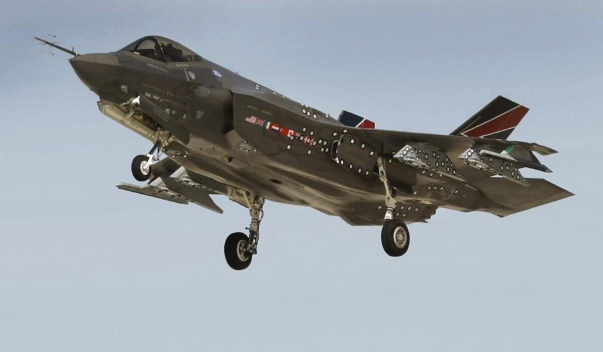 The Lockheed Martin F-35 Lightning II lifts off during testing at Edwards Air Force Base.