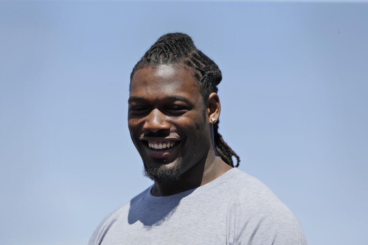 Jadeveon Clowney participates in an NFL event in New York.