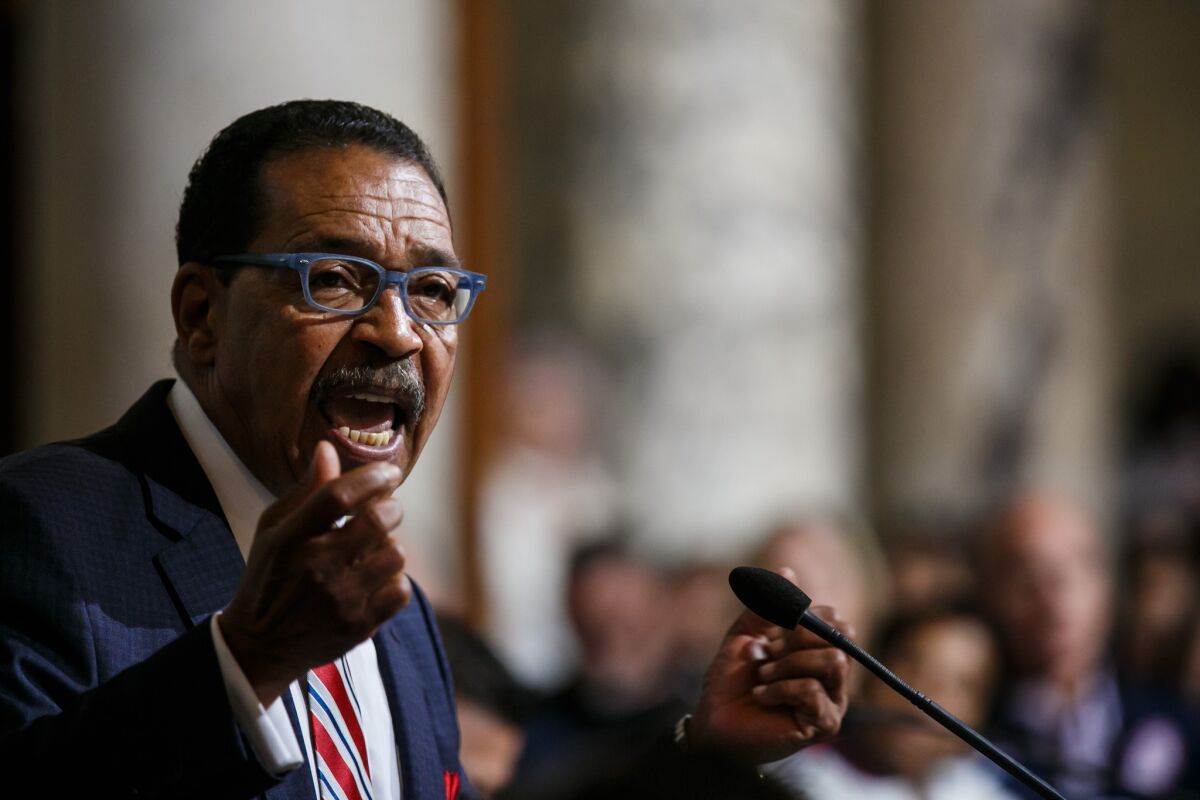 City Council president Herb J. Wesson Jr. makes an impassioned speech about the importance of the Olympic bid before the vote is taken Thursday.