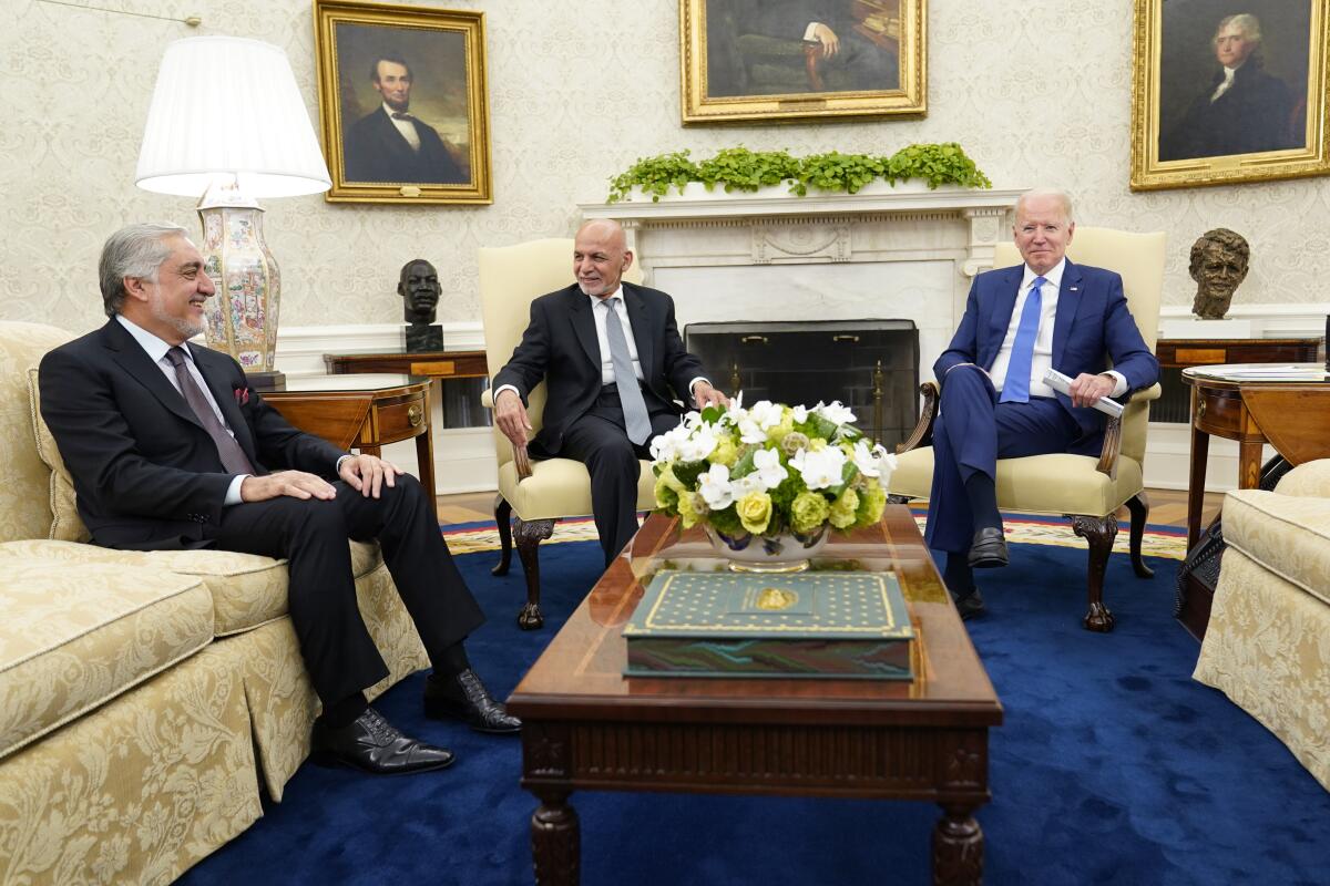 President Biden meets with Afghanistan's top two leaders at the White House Friday.