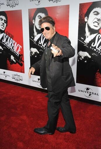 Al Pacino, who played Tony Montana, looks ready to party at the "Scarface" gathering.