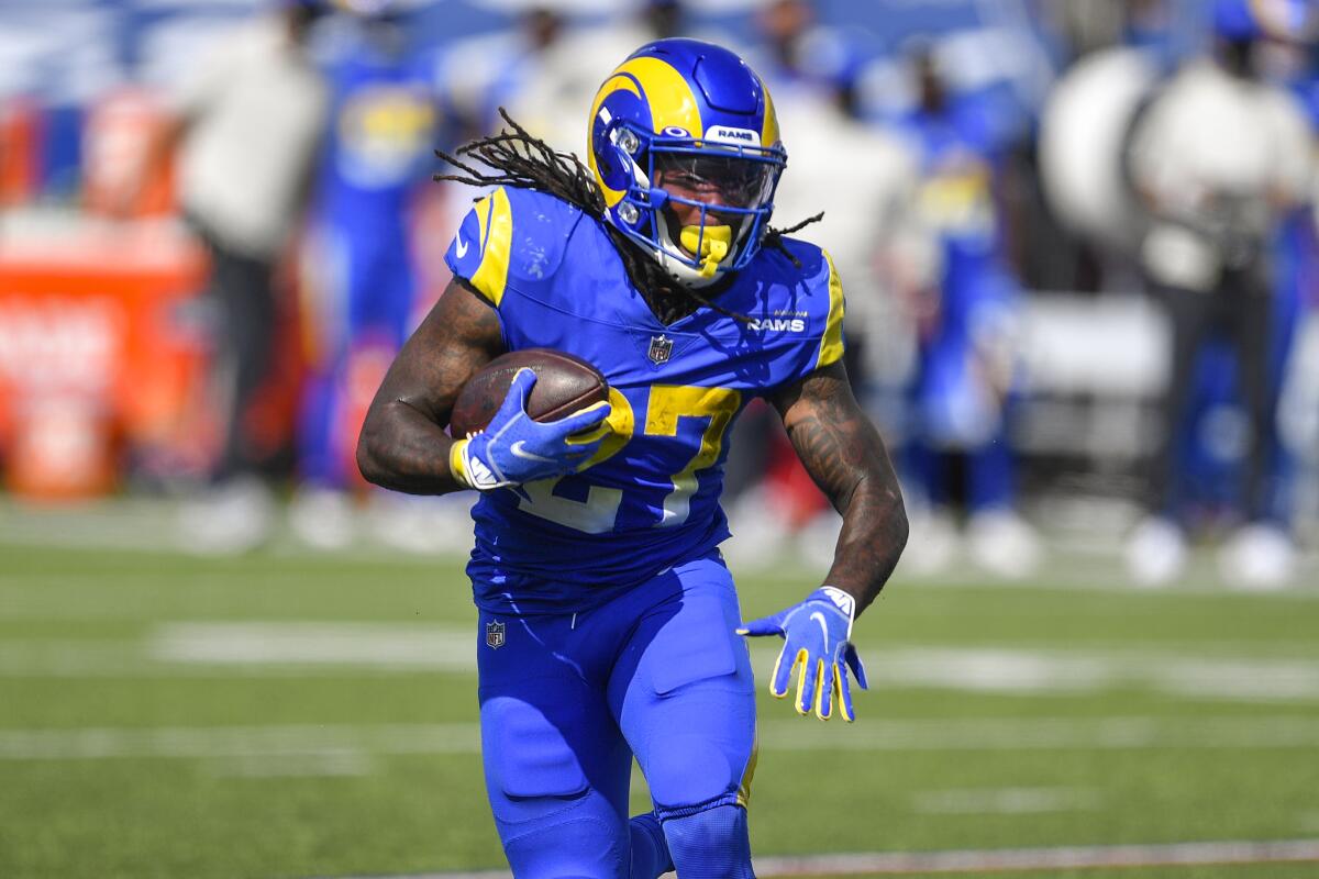 Rams running back Darrell Henderson carries the ball against the Bills on Sunday.